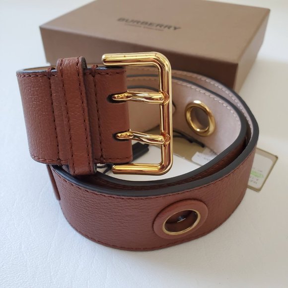 NEW Burberry Italian Eyelet Grommet Leather Belt - Picture 1 of 15